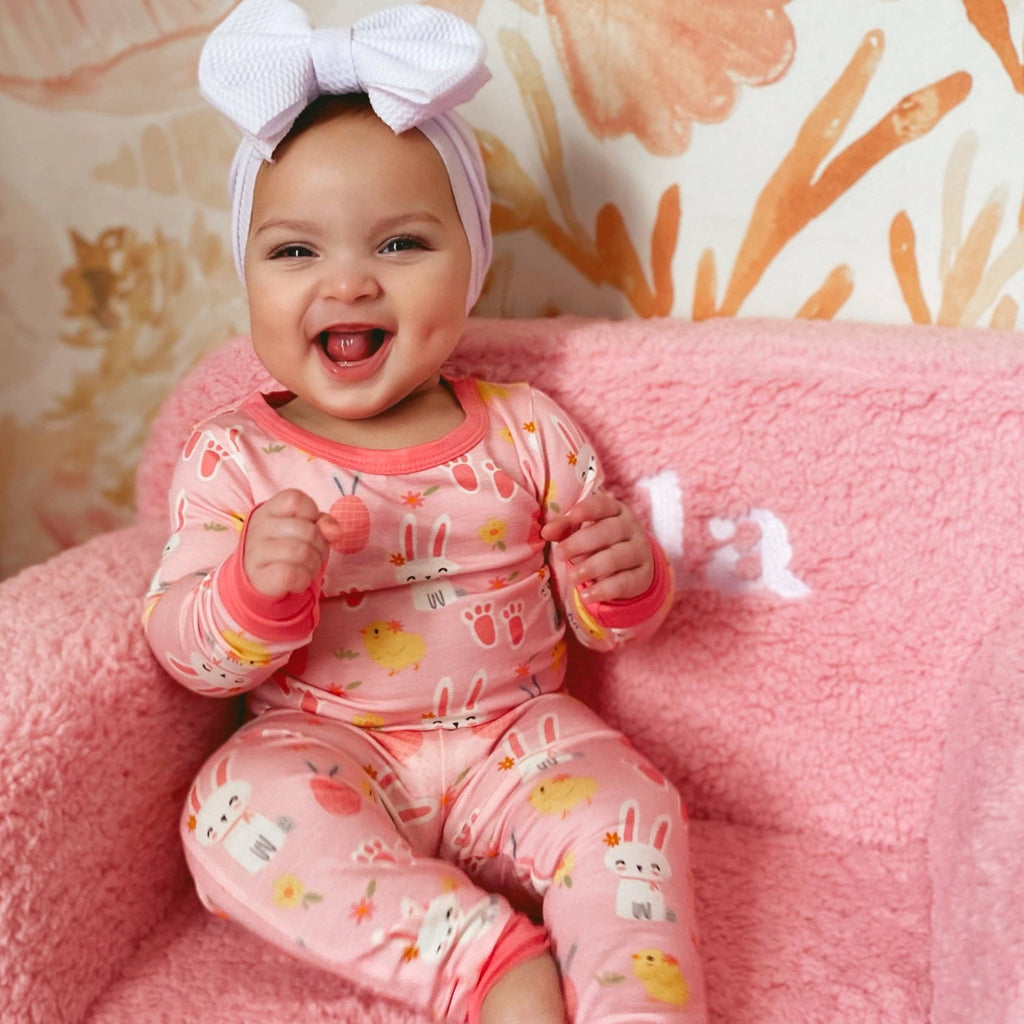 Long Sleeve 2-Piece Set, Pink Easter Bunny