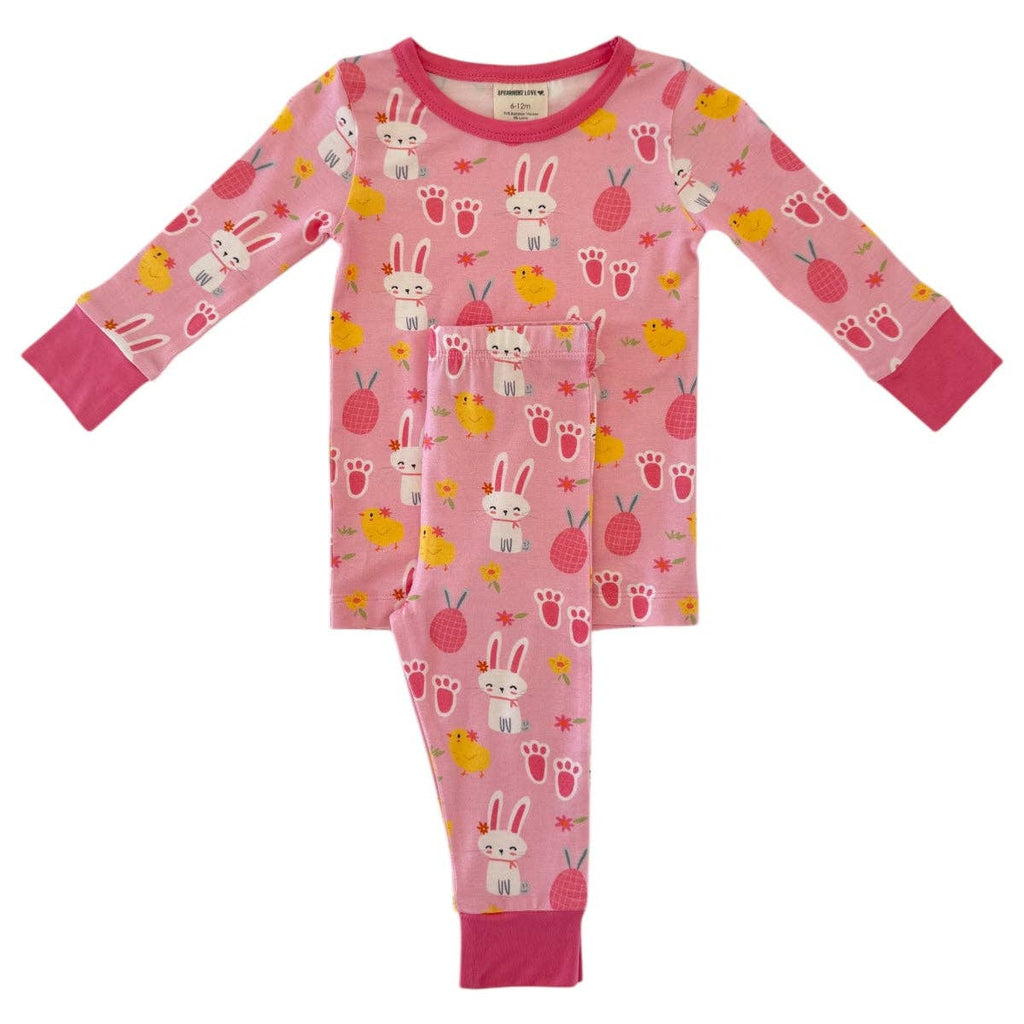 Long Sleeve 2-Piece Set, Pink Easter Bunny