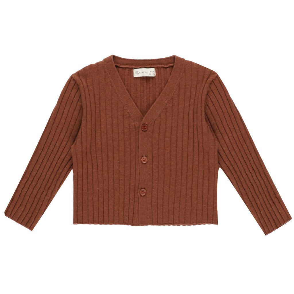 Long Sleeve Knit Button Top - Brick