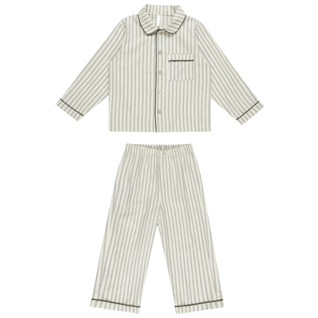 Long Sleeve Pajamas - Forest Pinstripe