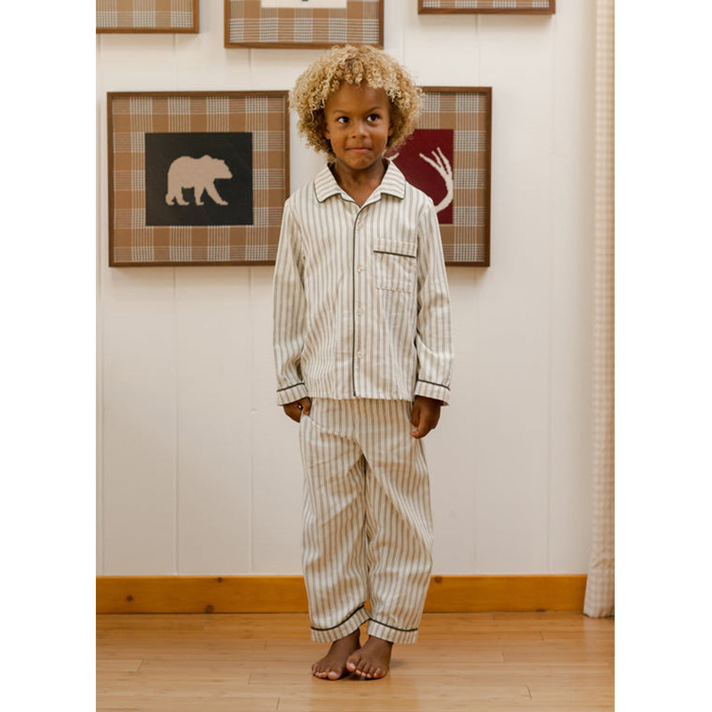 Long Sleeve Pajamas - Forest Pinstripe