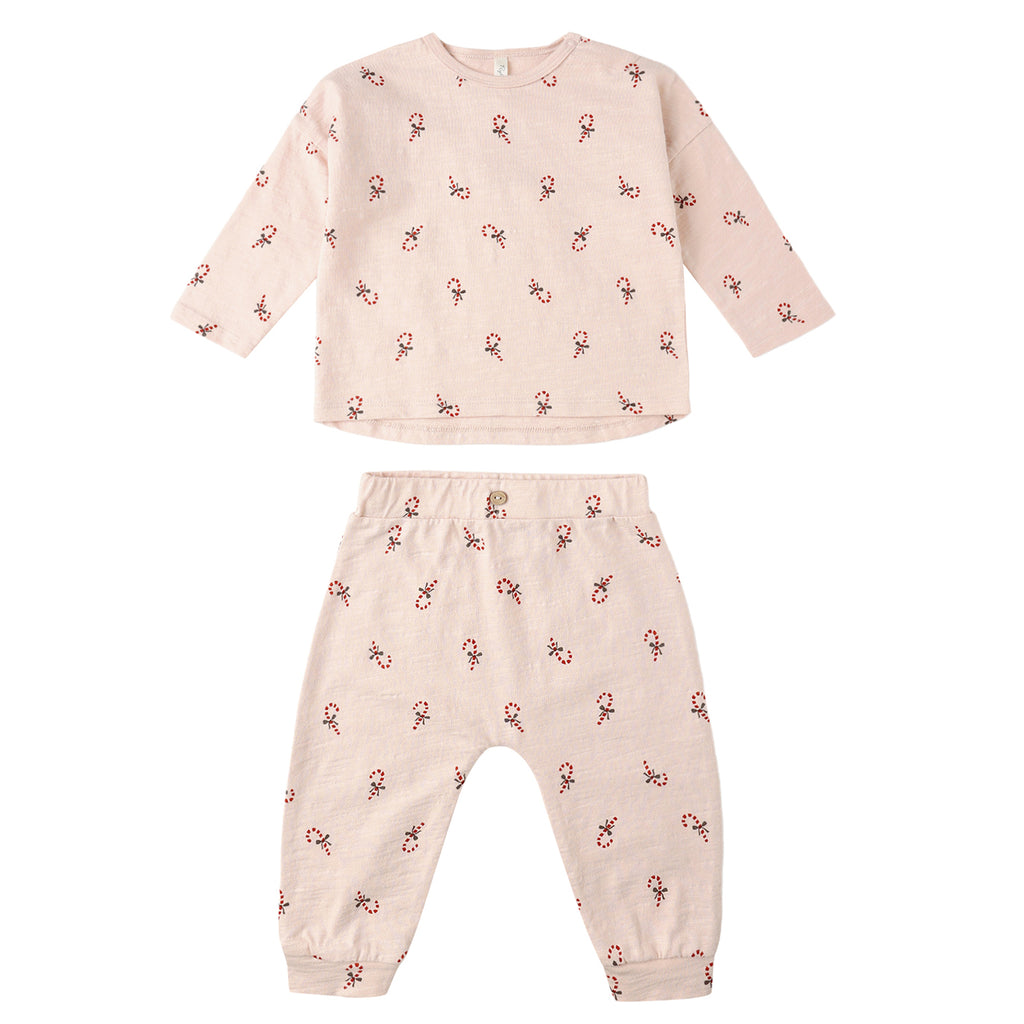 Long Sleeve Tee + Pant Set - Candy Canes