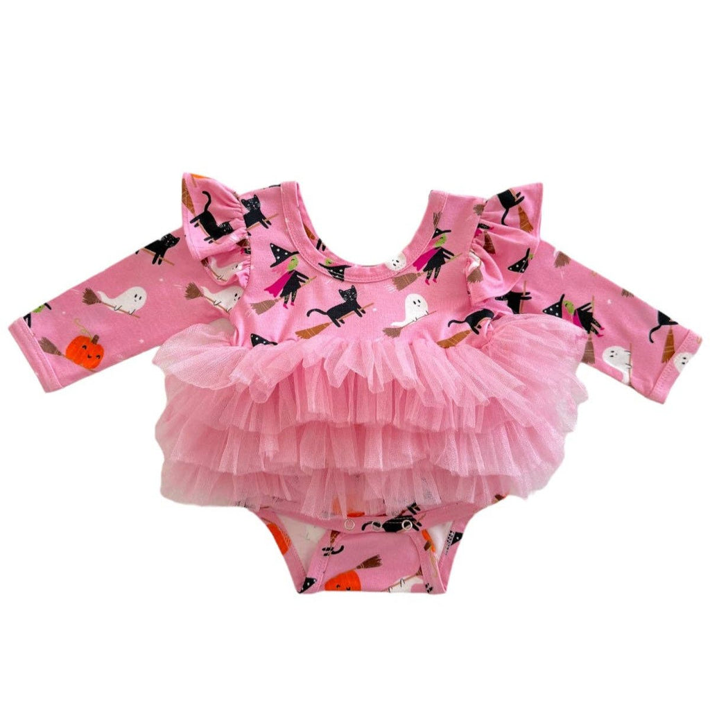 Long Sleeve Tutu Bodysuit - Broomstick Friends Pink