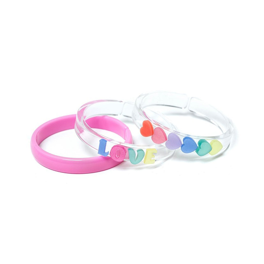 Love & Hearts Pastel Pearlized Bangles-JEWELRY-Lilies & Roses-Joannas Cuties