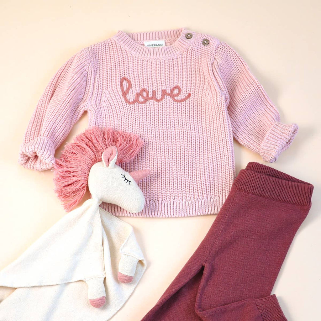 Love  Embroidered Chunky Knit Baby Sweater