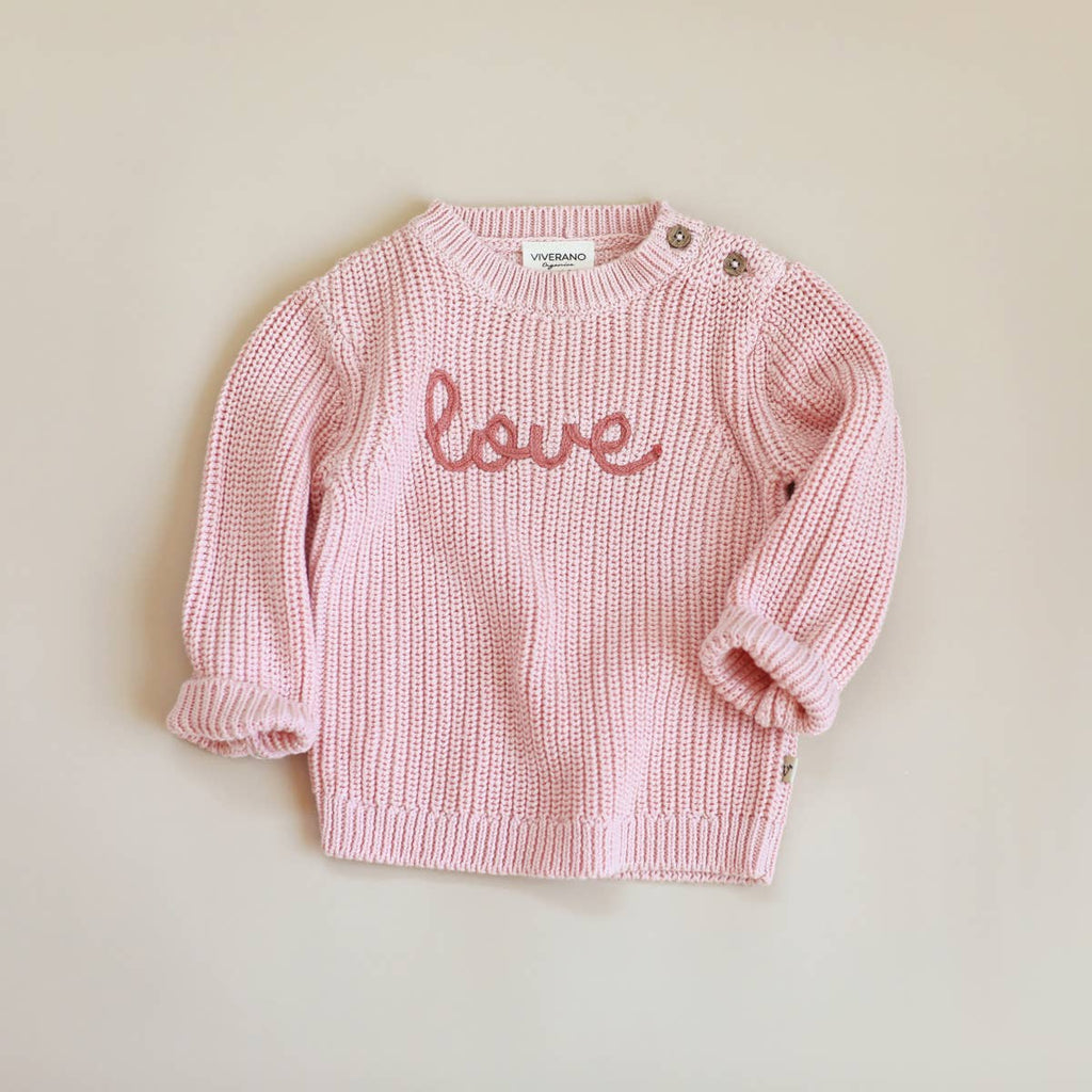 Love  Embroidered Chunky Knit Baby Sweater