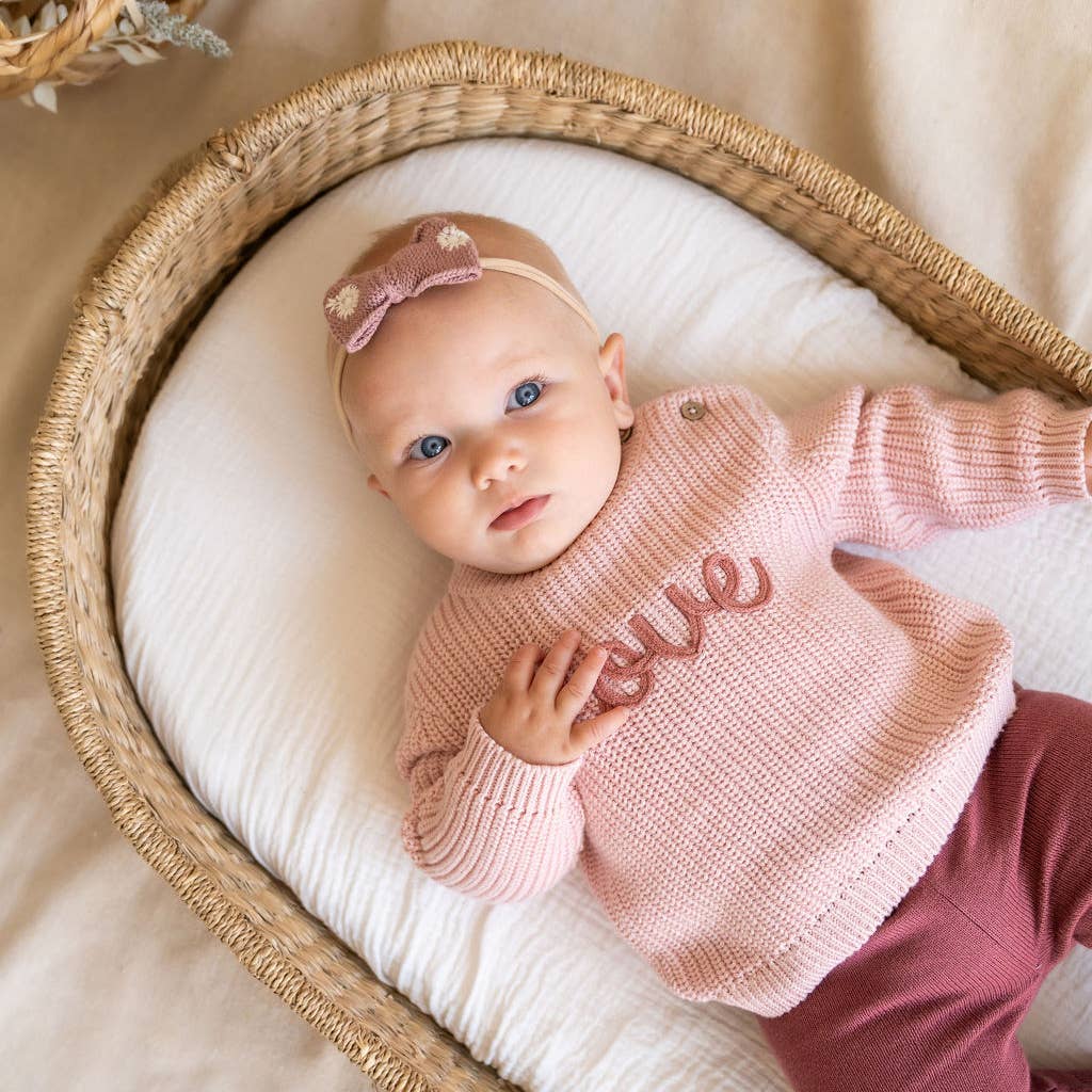 Love  Embroidered Chunky Knit Baby Sweater