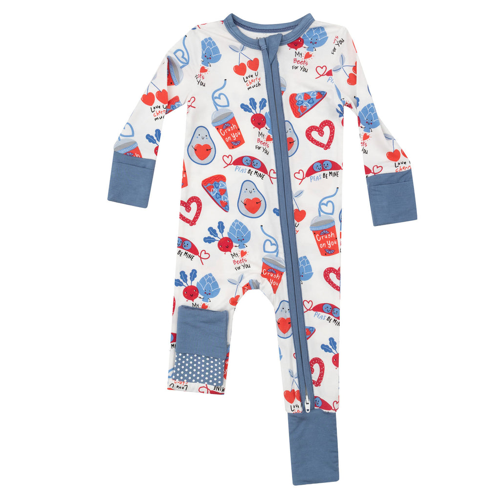 Love You Foodie Much Blue - 2 Way Zipper Romper