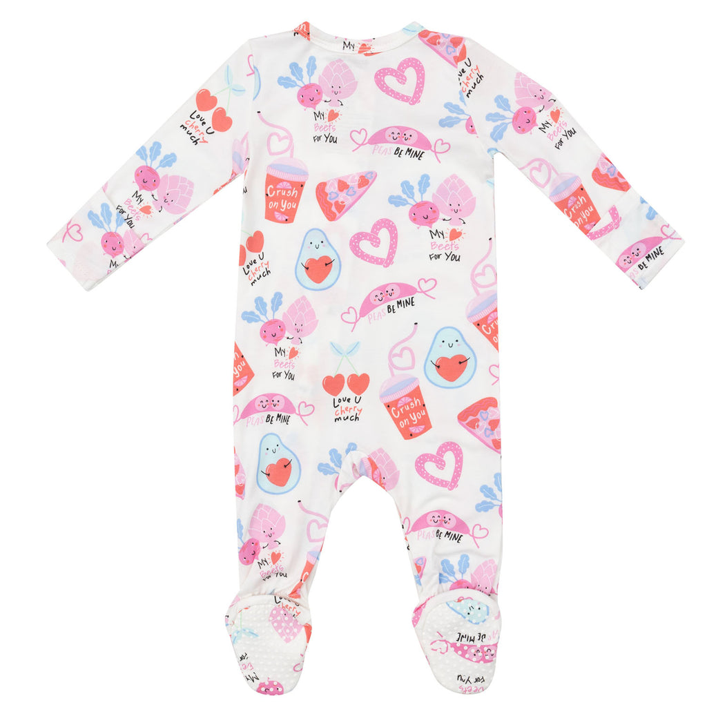 Love You Foodie Much Pink 2 Way Zipper Footie