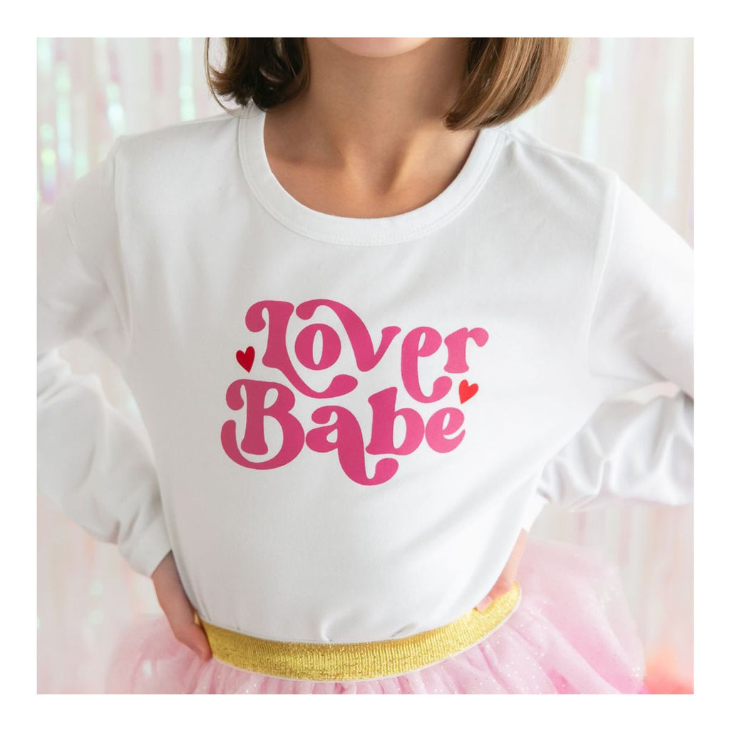 Lover Babe Valentine's Day Long Sleeve Shirt - White-TOPS-Sweet Wink-Joannas Cuties