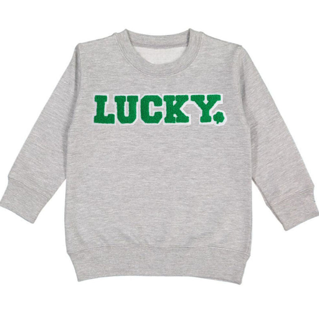 Lucky Patch St. Patrick's Day Sweatshirt - Gray-SWEATSHIRTS & HOODIES-Sweet Wink-Joannas Cuties