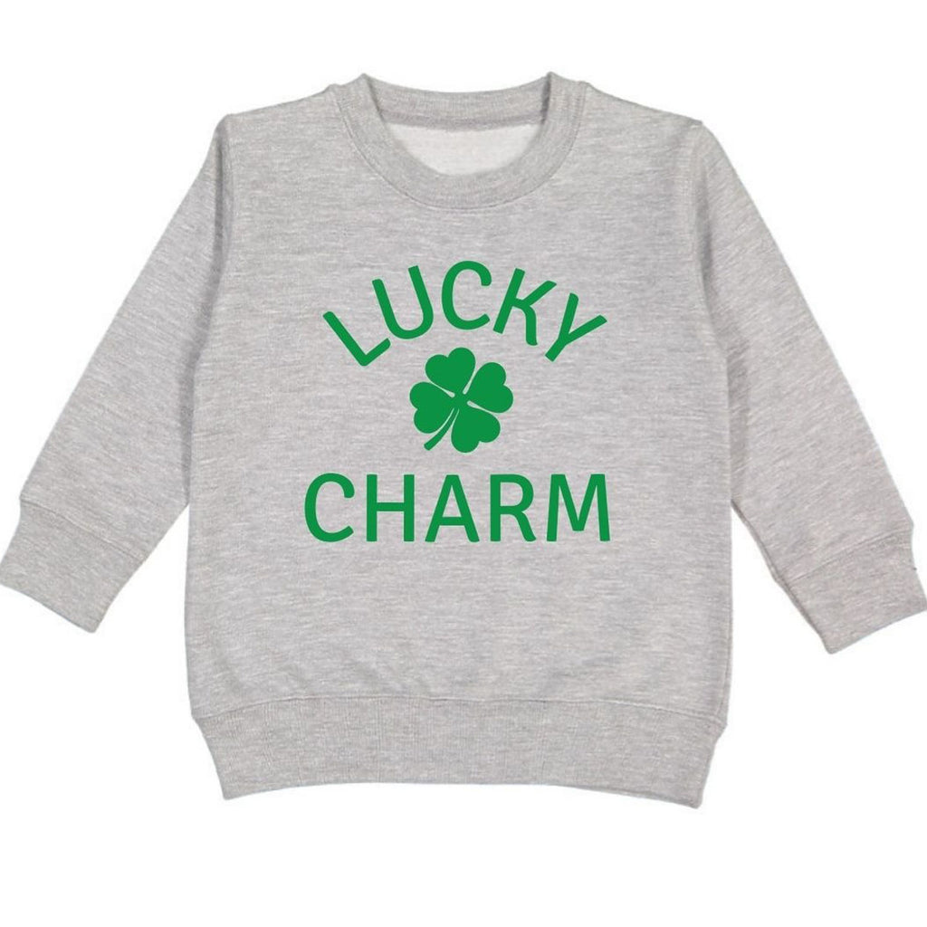 Lucky Charm Shamrock St. Patrick's Day Sweatshirt - Gray-SWEATSHIRTS & HOODIES-Sweet Wink-Joannas Cuties