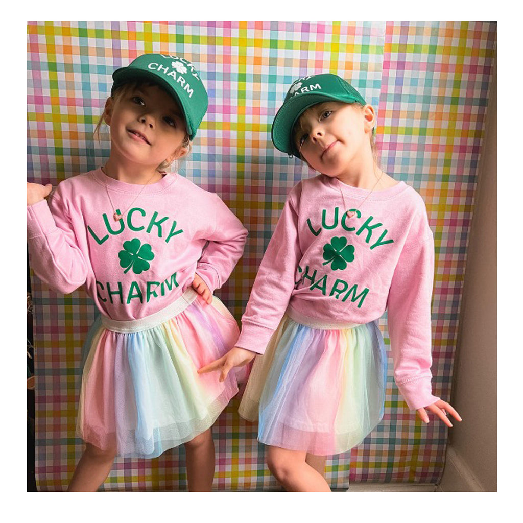Lucky Charm Shamrock St. Patrick's Day Sweatshirt - Pink-SWEATSHIRTS & HOODIES-Sweet Wink-Joannas Cuties