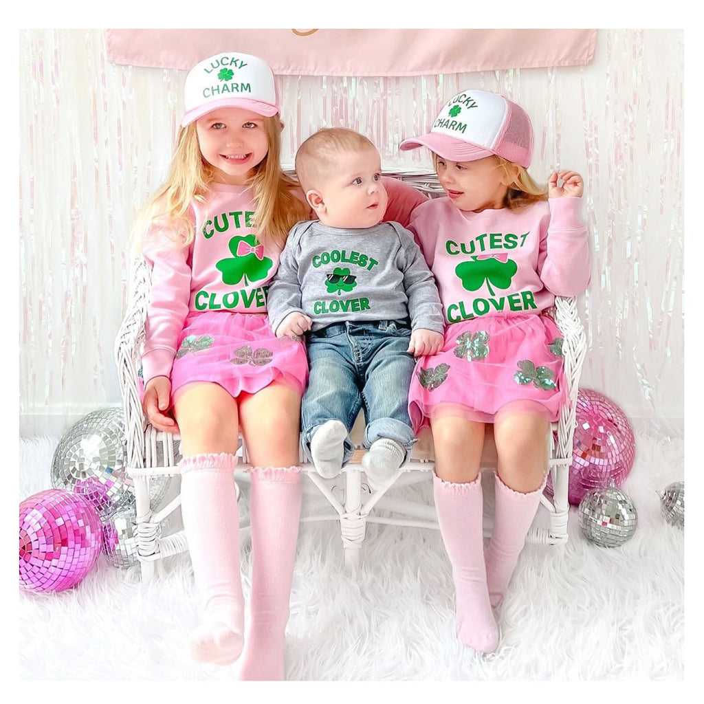 Lucky Charm Shamrock St. Patrick's Day Trucker Hat - Pink-HATS & SCARVES-Sweet Wink-Joannas Cuties