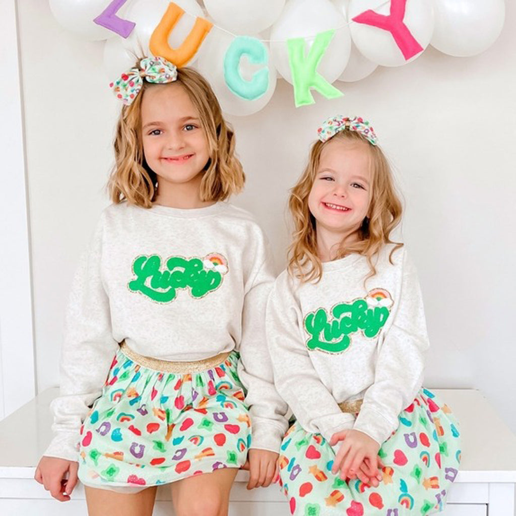 Lucky Script Patch St. Patrick's Day Sweatshirt - Kids-SWEATSHIRTS & HOODIES-Sweet Wink-Joannas Cuties