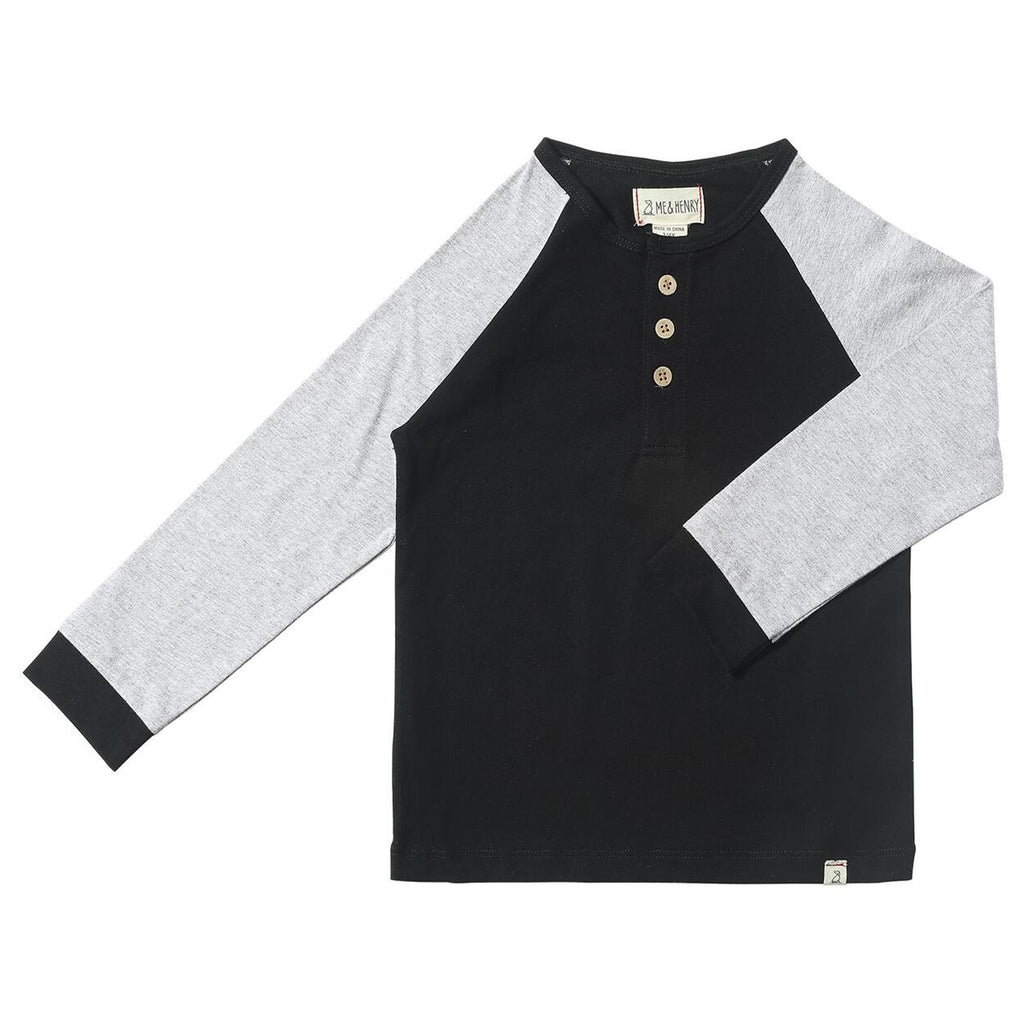 Lugoff Raglan Henley - Black/Grey