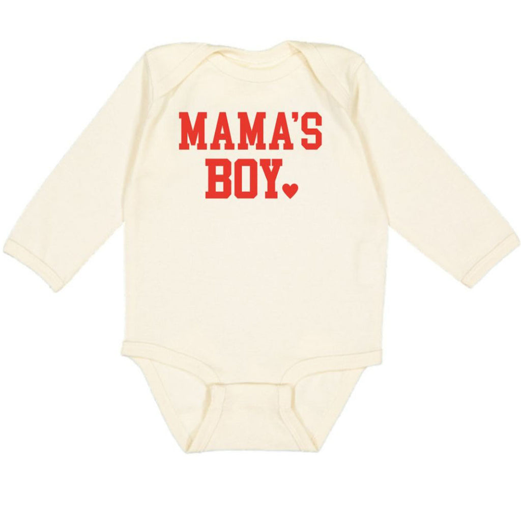 Mama's Boy Valentine's Day Long Sleeve Bodysuit - Natural-BODYSUITS-Sweet Wink-Joannas Cuties