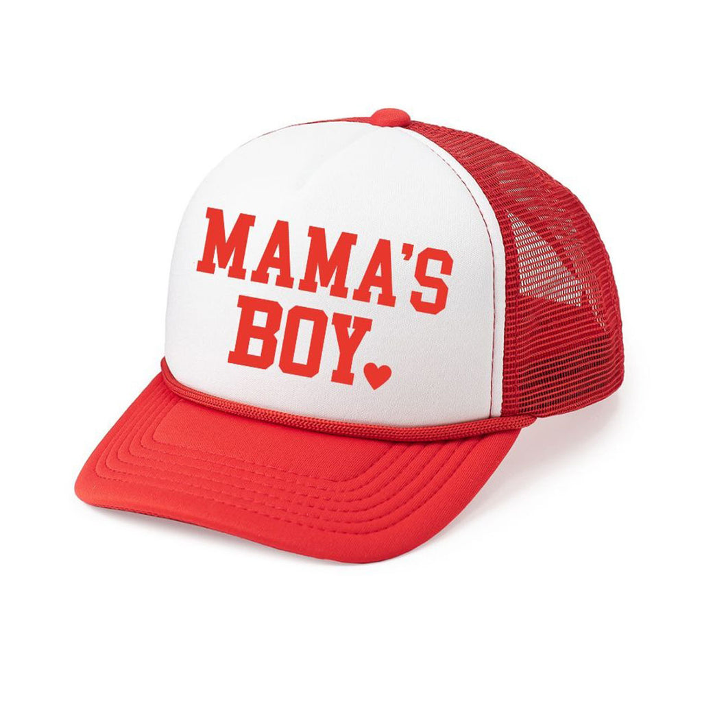 Mama's Boy Valentine's Day Trucker Hat - Red/White-SUN HATS-Sweet Wink-Joannas Cuties