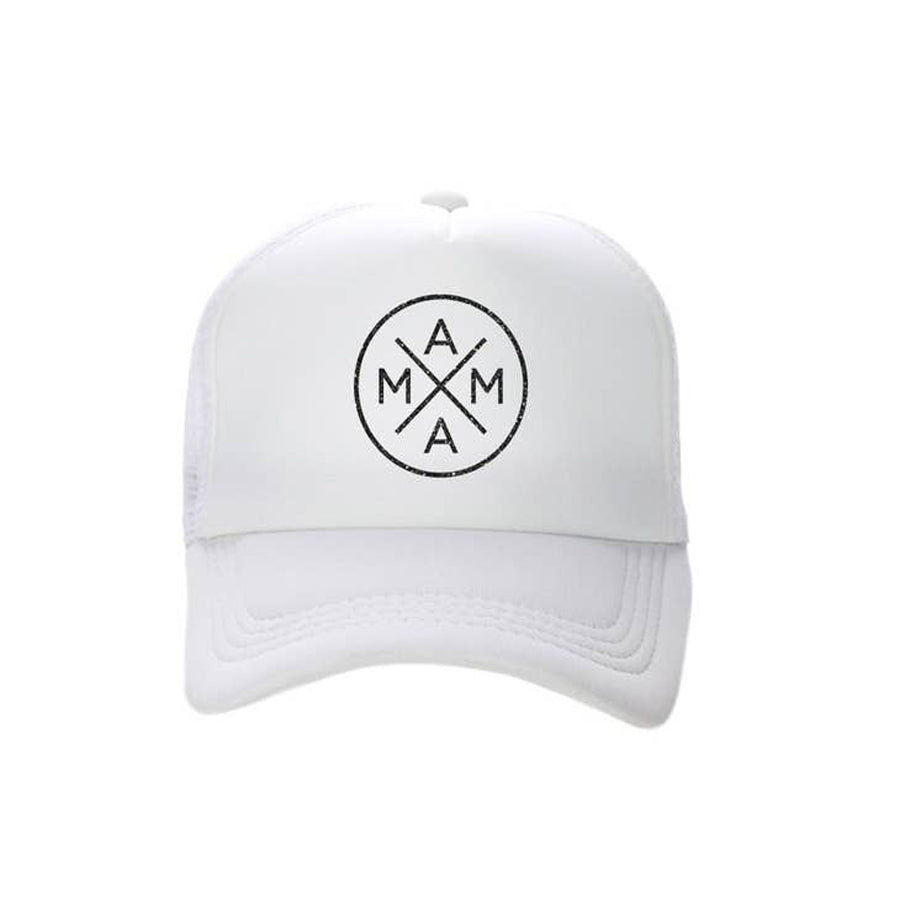 Mama X™ White With Black Glitter Trucker Hat-SUN HATS-Tiny Trucker Co.-Joannas Cuties