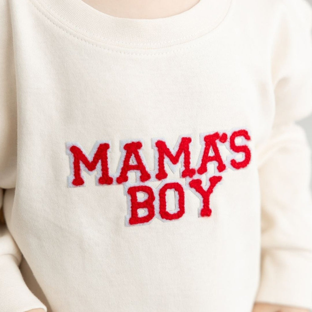 Mama's Boy Patch Valentine's Day Long Sleeve Romper