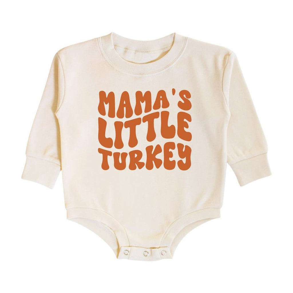 Mama's Little Turkey Thanksgiving Long Sleeve Baby Romper