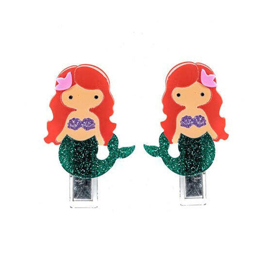 Mermaid Red Hair Glitter Alligator Clips-HAIR CLIPS-Lilies & Roses-Joannas Cuties