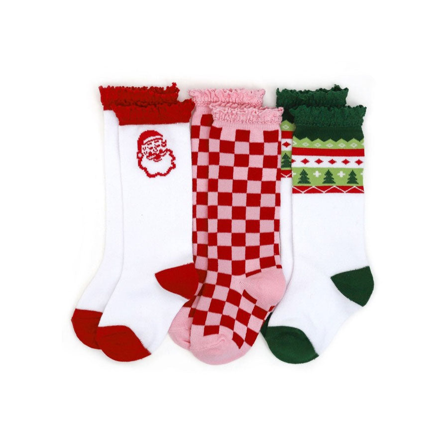 Merry & Bright Knee High Socks 3-Pack-SOCKS, TIGHTS & LEG WARMERS-Little Stocking Co.-Joannas Cuties