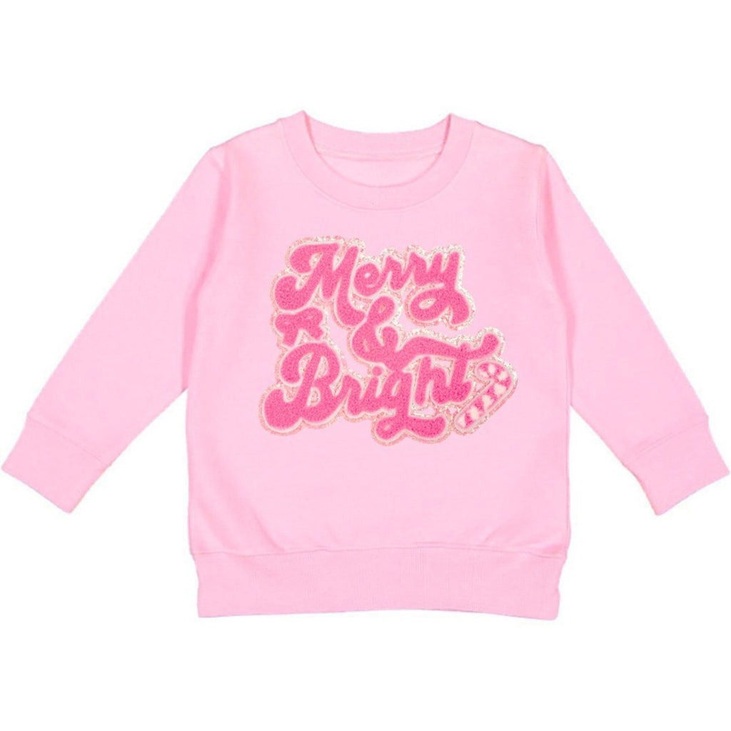 Merry and Bright Patch Christmas Sweatshirt - Kids Holiday