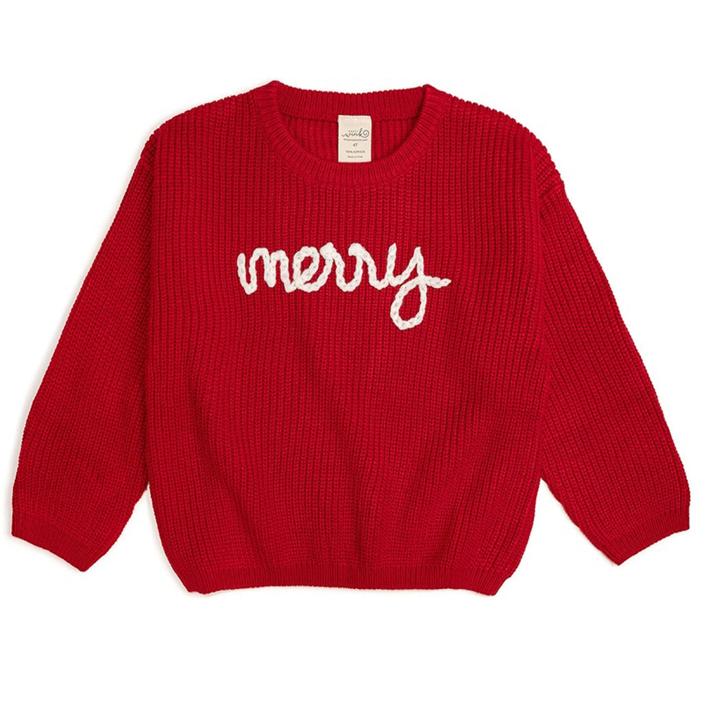 Merry Christmas Yarn Knit Sweater - Kids Holiday Sweater