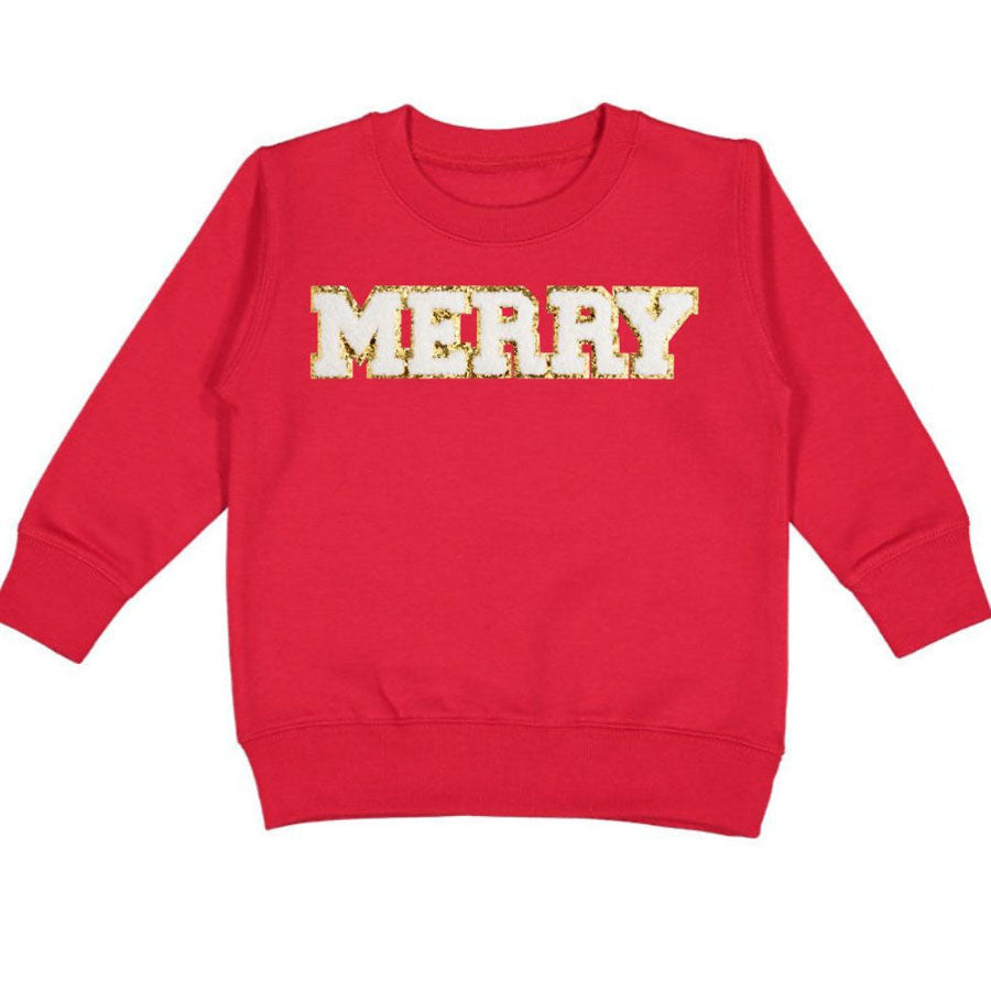 Merry Patch Christmas Sweatshirt-SWEATSHIRTS & HOODIES-Sweet Wink-Joannas Cuties