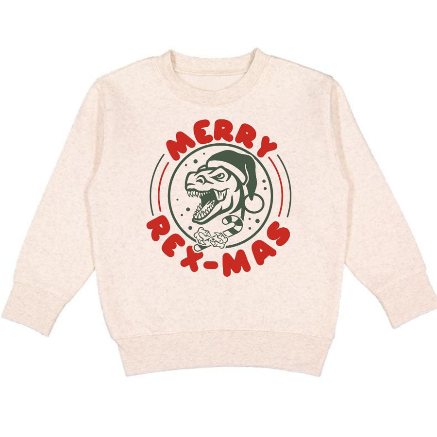 Merry Rex-Mas Christmas Sweatshirt - Natural-SWEATSHIRTS & HOODIES-Sweet Wink-Joannas Cuties