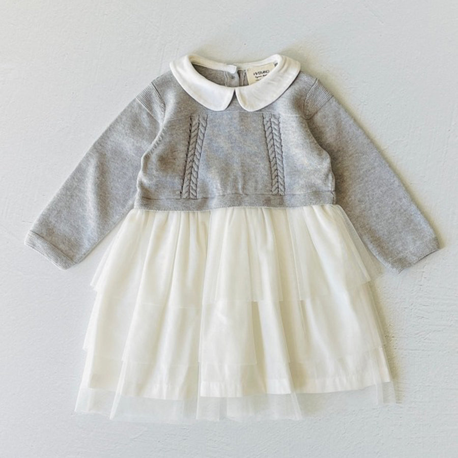 Milan White Peter Pan Sweater Knit Baby Tutu Dress-DRESSES & SKIRTS-Viverano Organics-Joannas Cuties