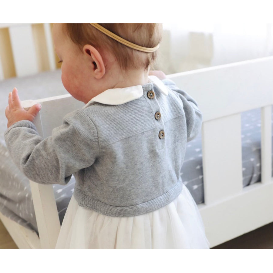 Milan White Peter Pan Sweater Knit Baby Tutu Dress-DRESSES & SKIRTS-Viverano Organics-Joannas Cuties