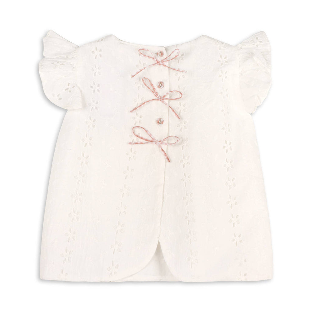 Milly Eyelet & Bow Baby Top + Ruffled Bloomer