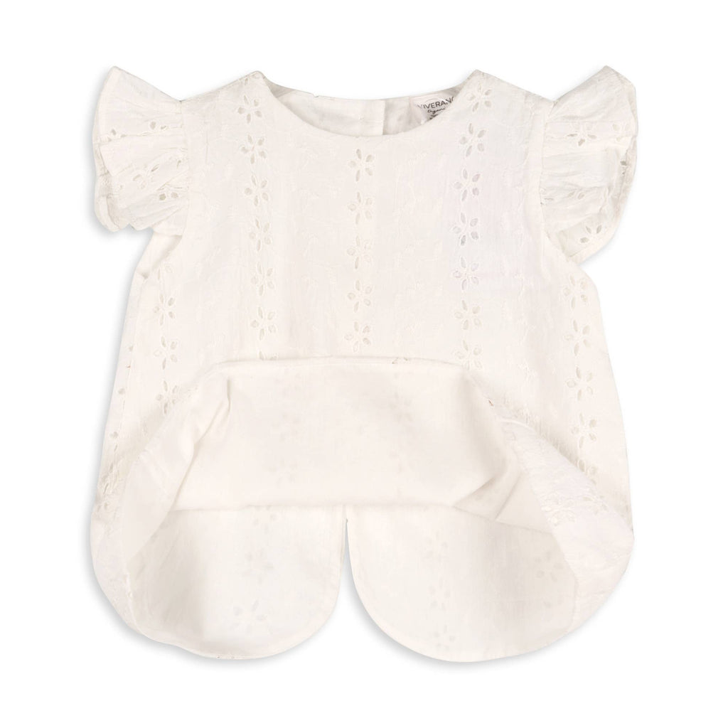 Milly Eyelet & Bow Baby Top + Ruffled Bloomer