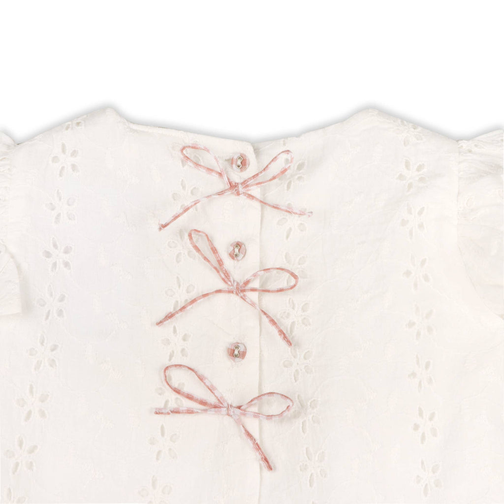 Milly Eyelet & Bow Baby Top + Ruffled Bloomer