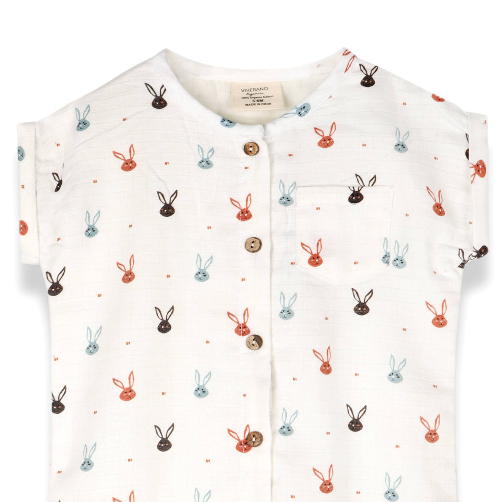 Mini Bunnies Rolled Sleeve Baby Jumpsuit