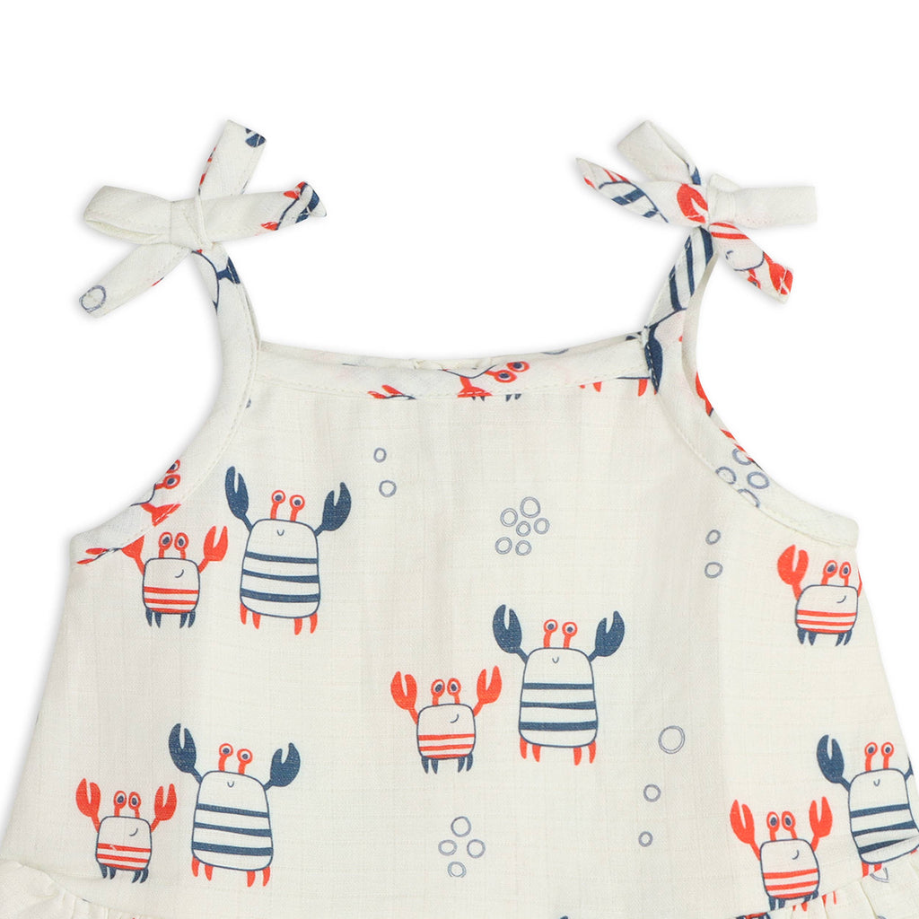 Nautical Crab Shoulder Tie Baby Top + Bottom