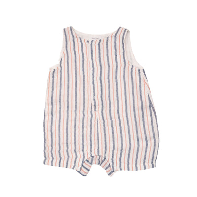 Angel Dear Nautical Ticking Stripe Smocked Overall Shortie main image 0
