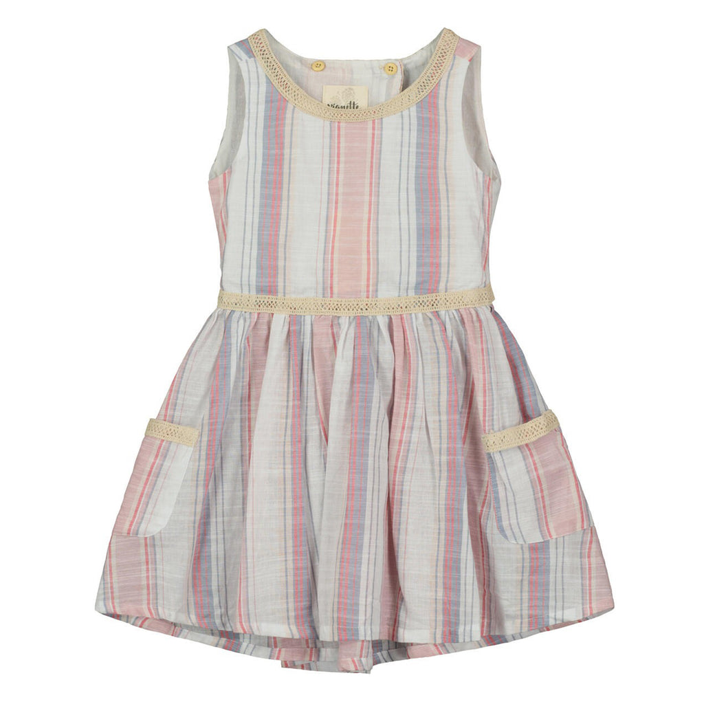 pink and navy striped dress Erica Pink Striped Short Dress | Women's Clothing