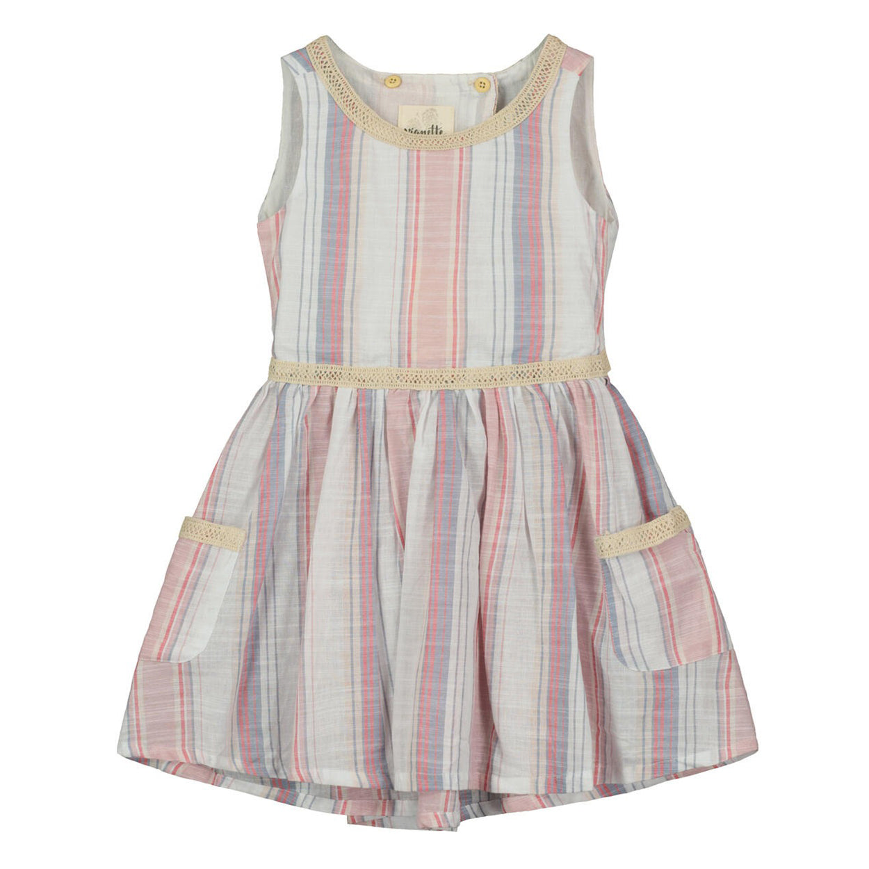 Nina Dress In Red Pink Navy Stripe, 12-18M