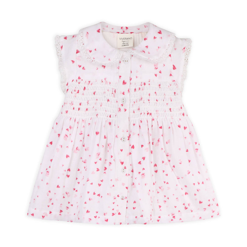 Nora Fluttering Hearts Smocked Baby Dress + Bloomer