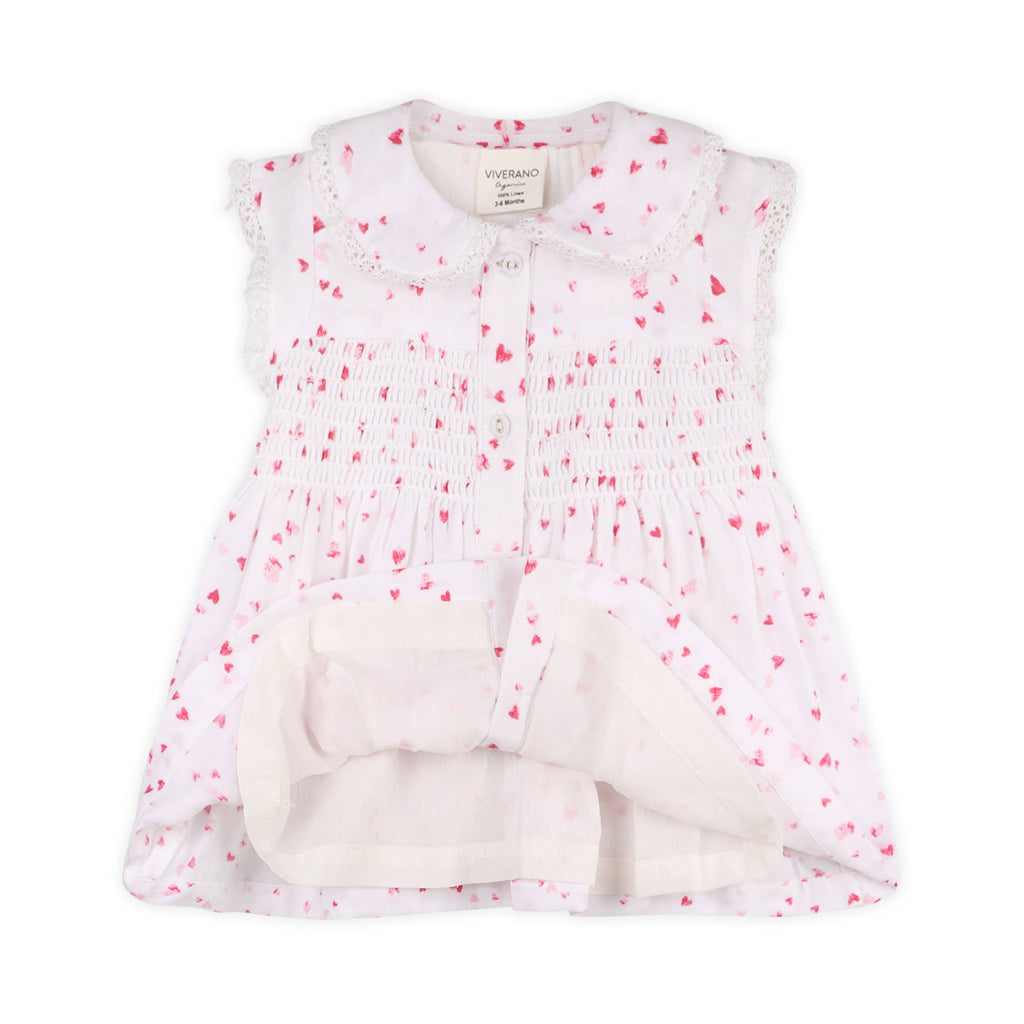 Nora Fluttering Hearts Smocked Baby Dress + Bloomer