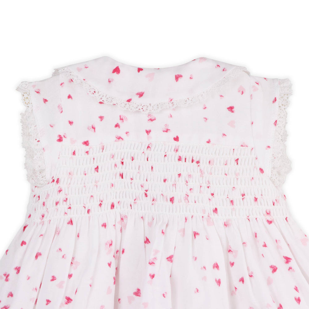 Nora Fluttering Hearts Smocked Baby Dress + Bloomer