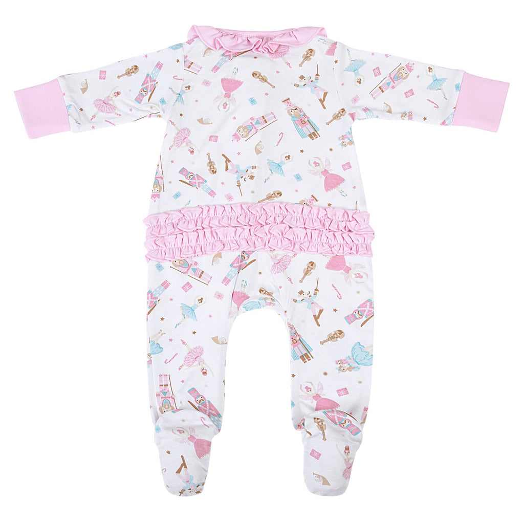 Nutcracker Ballet Pink Printed Zipper Footie