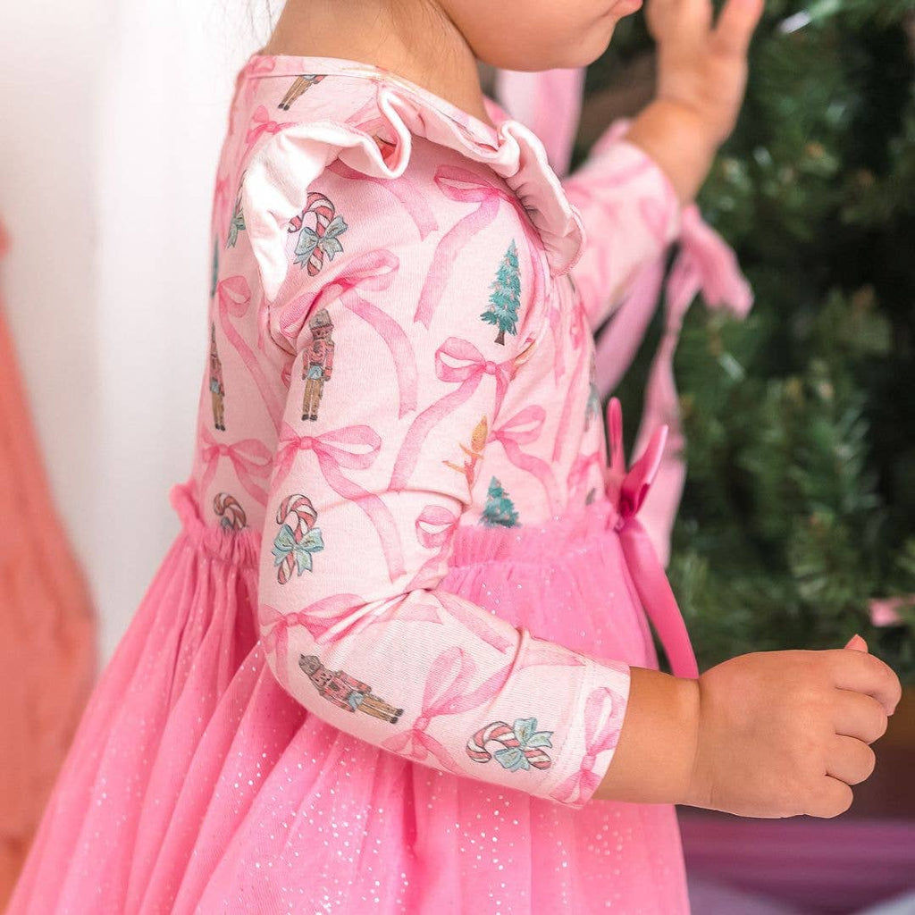 Nutcracker Trellis Christmas Long Sleeve Tutu Dress