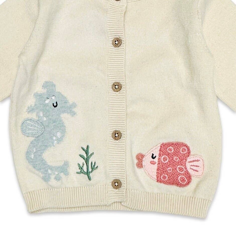 Ocean Friends Jacquard Knit Baby Cardigan Sweater