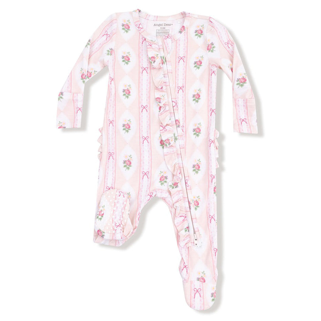 Ogee Lace - Floral  2 Way Ruffle Zipper Footie