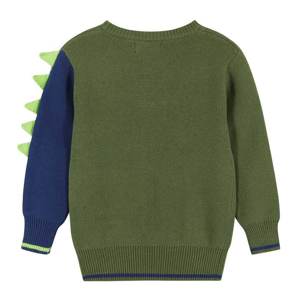 Olive Triceratops Intarsia Sweater