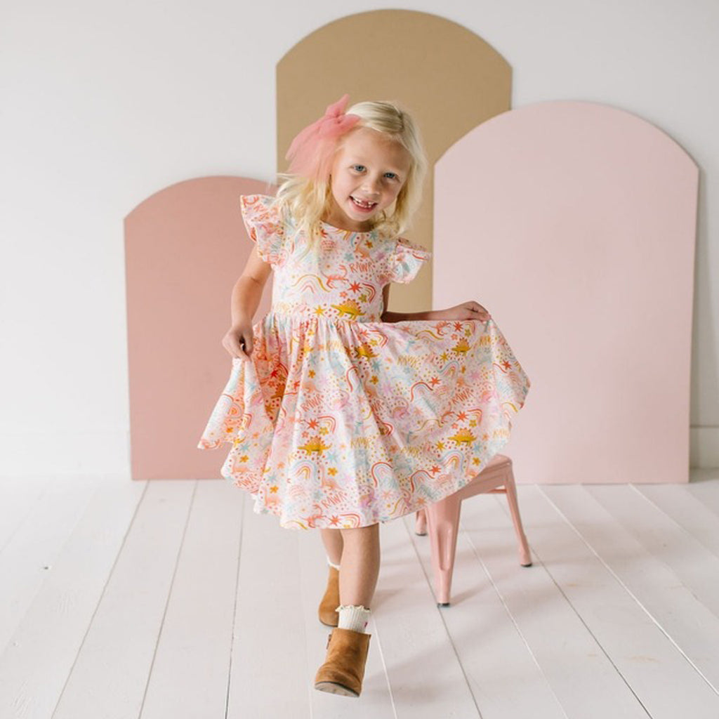 Olivia Twirl Dress in Dreamy Dino